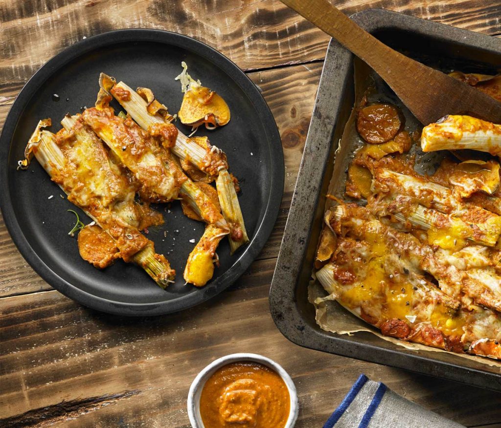 Receta Calçots gratinados con cheddar - Ametller Origen