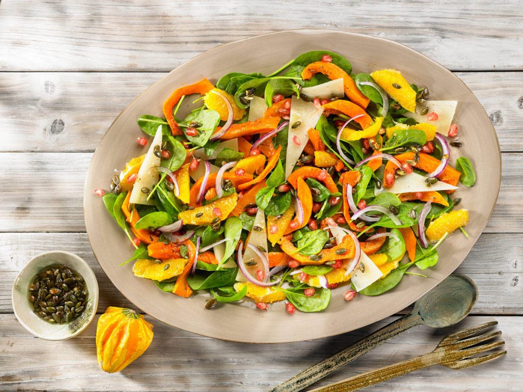 receta ametller origen ensalada de calabaza naranja queso manchego y vinagreta