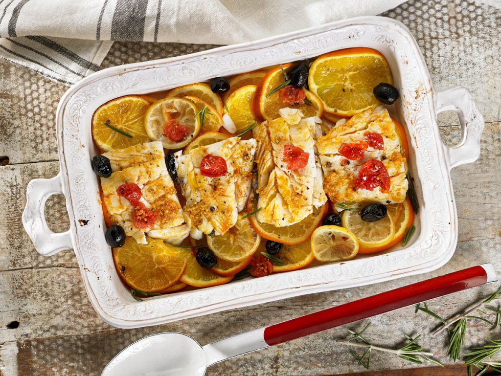 receta ametller origen lomo de bacalao con cítricos y tomates cherry confitados