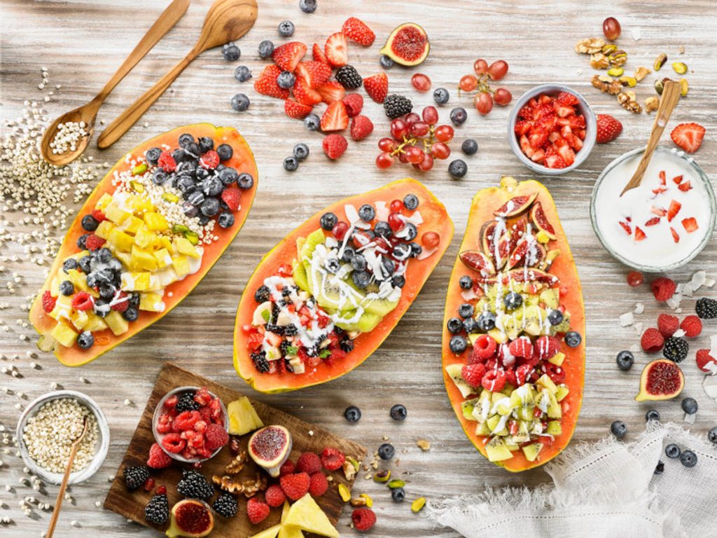 receta ametller origen papaya bowl con yogur mijo hinchado y frutas