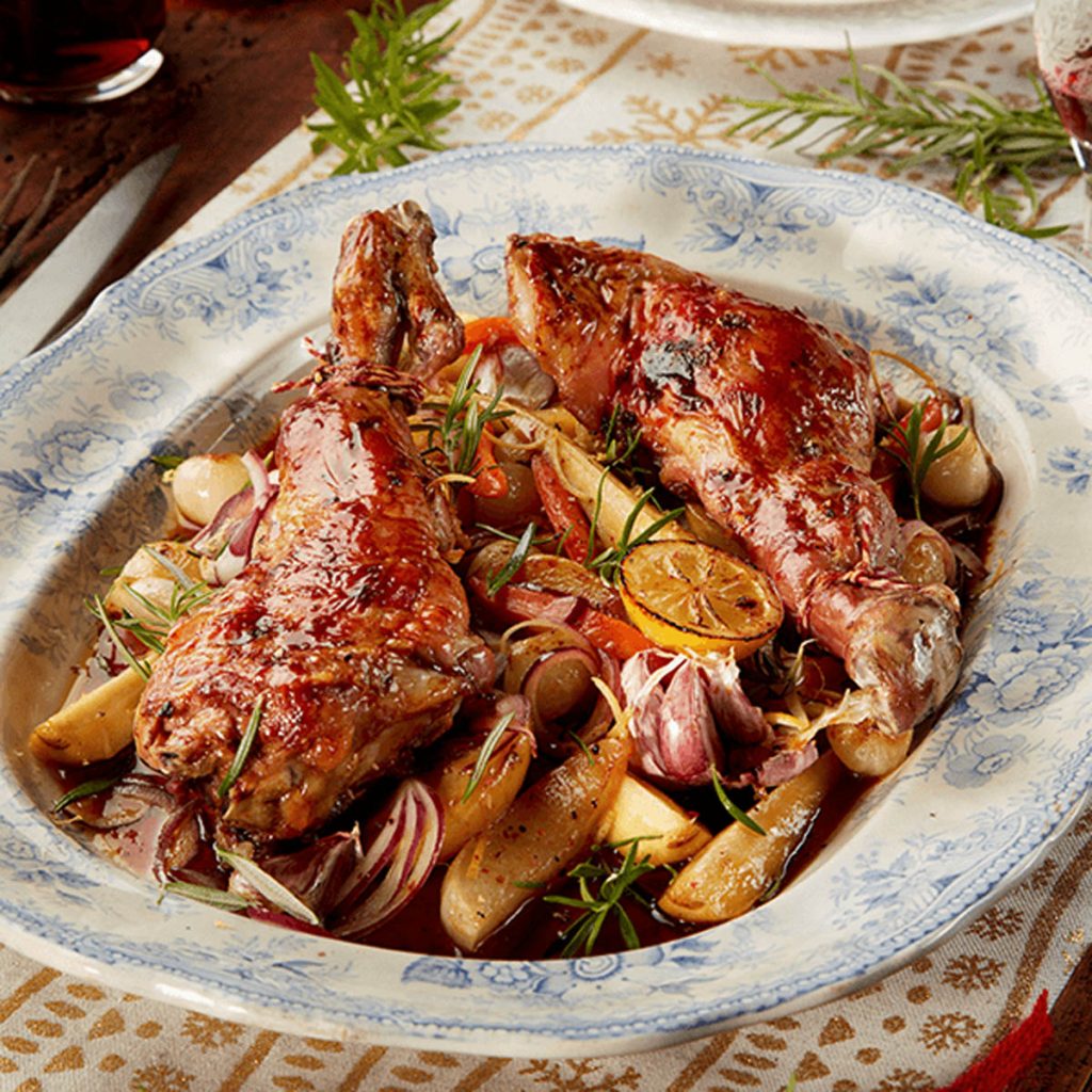 Receta Ametller Origen cabrito al horno con miel, limón y tubérculos