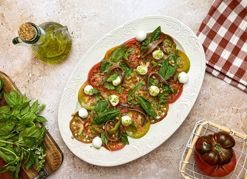 recepta ametller origen carpaccio tomaquet mozarella pesto anxoves